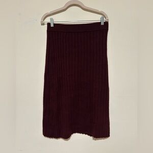 Quince Burgundy 100% Cashmere Midi Skirt